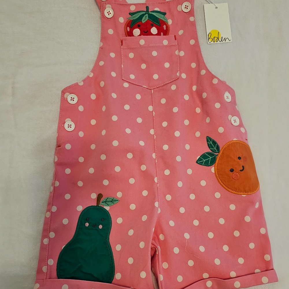 NWT Boden Toddler Pink Polka Dot Short Overalls